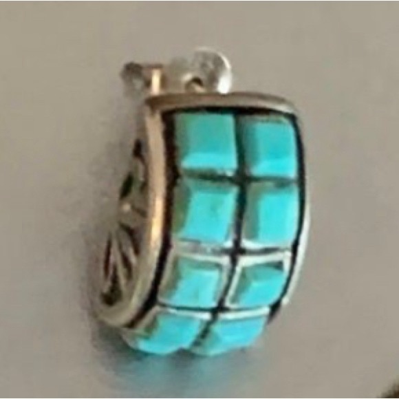 Genuine Turquoise Post Earrings - Picture 3 of 5